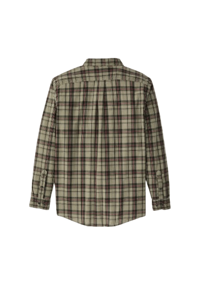 Filson FMCAM0085 MADRAS BUTTON-DOWN SHIRT Camicia Uomo camicia a quadri, colore di base verde, con righe verticali e orizzontali marroni e nere; foto del retro