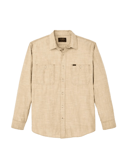 Filson FMCAM0011 CHAMBRAY CPO SHIRT Camicia uomo colore TAN, foto del davanti