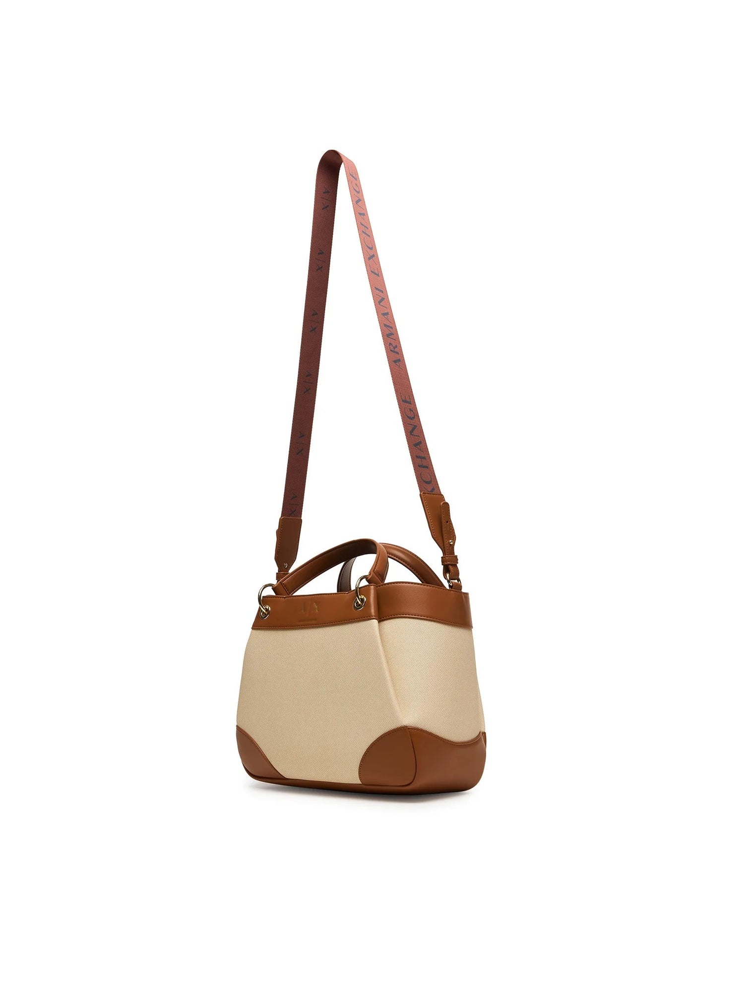 Armani Borsa a mano con tracolla art. XW000393 colore sabbia e pelle marrone, foto del retro 