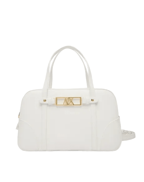 Armani Bauletto da donna art.XW002610 colore bianco con dettagli in oro, foto di fronte