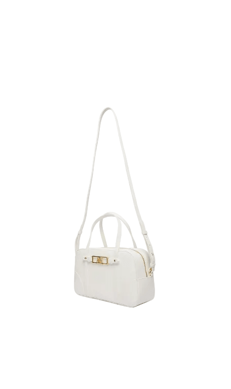 Armani Bauletto da donna art.XW002610 colore bianco con dettagli in oro, foto di fronte