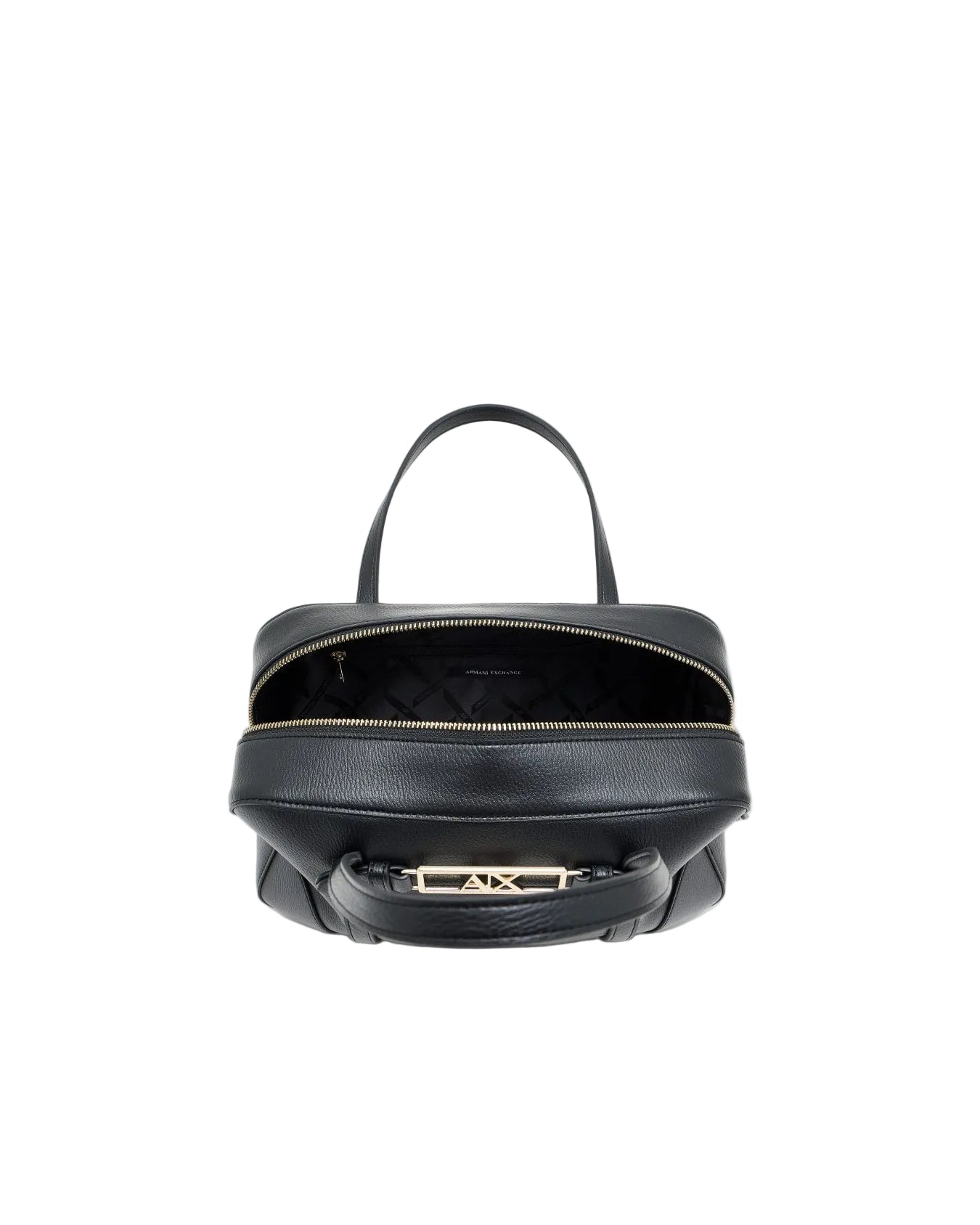 Armani Bauletto da donna art.XW002610 colore nero con dettagli in oro, foto da sopra del dentro